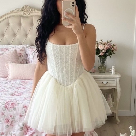 Oh Polly Dresses & Skirts - Oh Polly Eugenie Embellished Corset Tulle Skirt Mini Dress